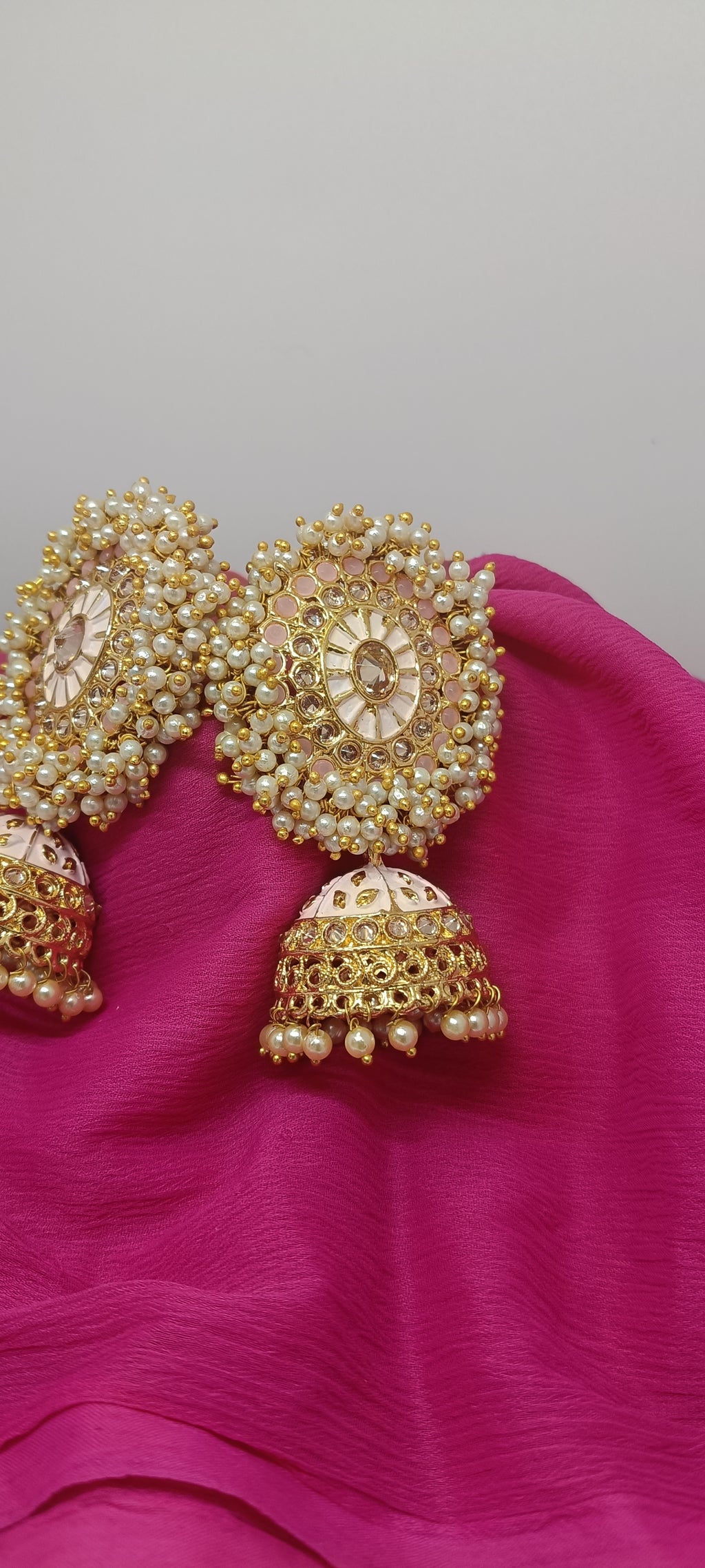 Pearl-Embellished Jhumka Earrings