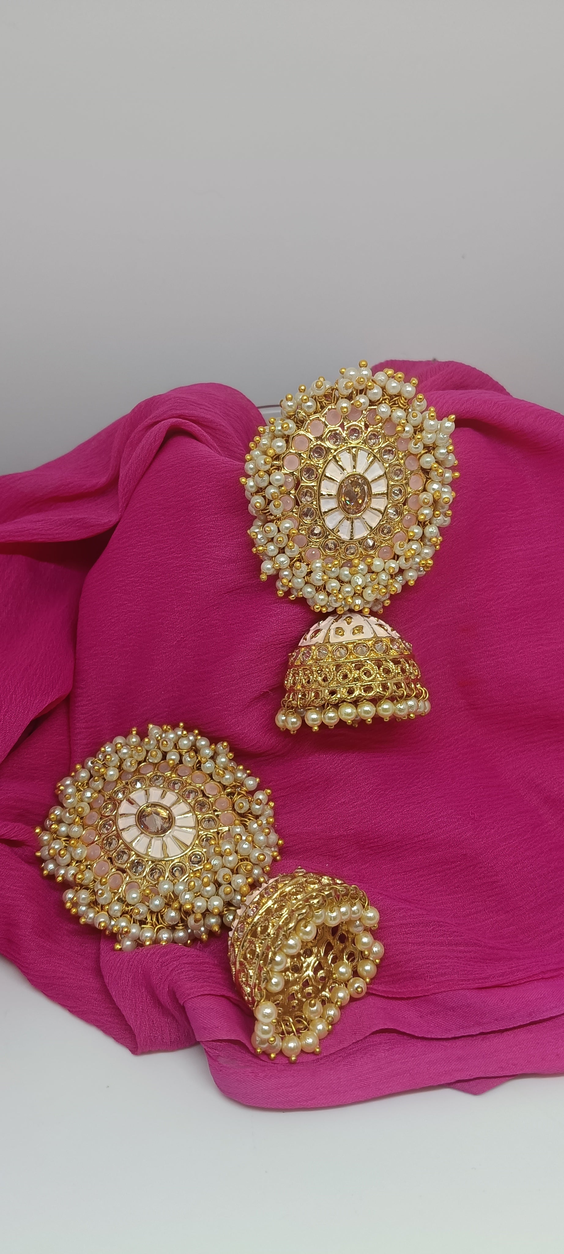 Pearl-Embellished Jhumka Earrings