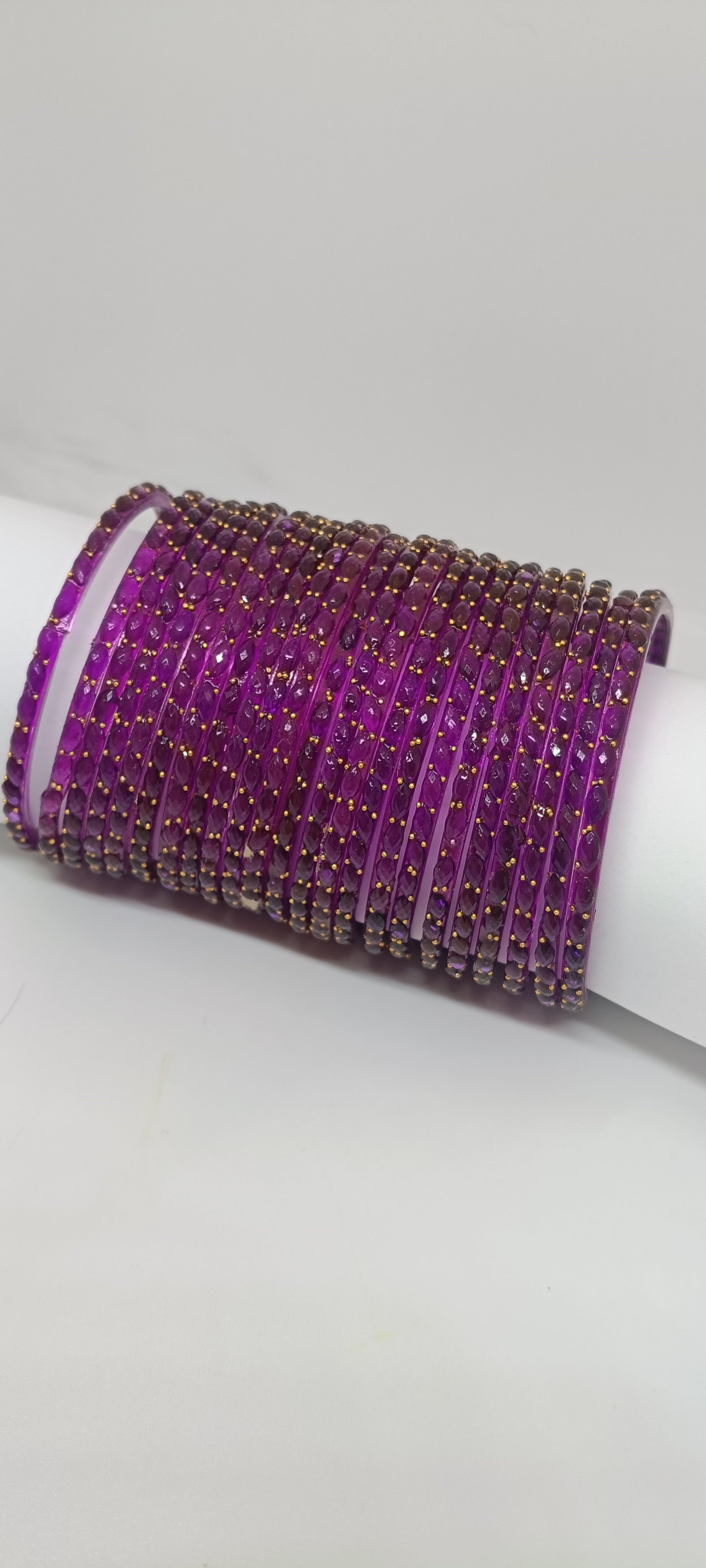 Purple Stone Glass Bangles