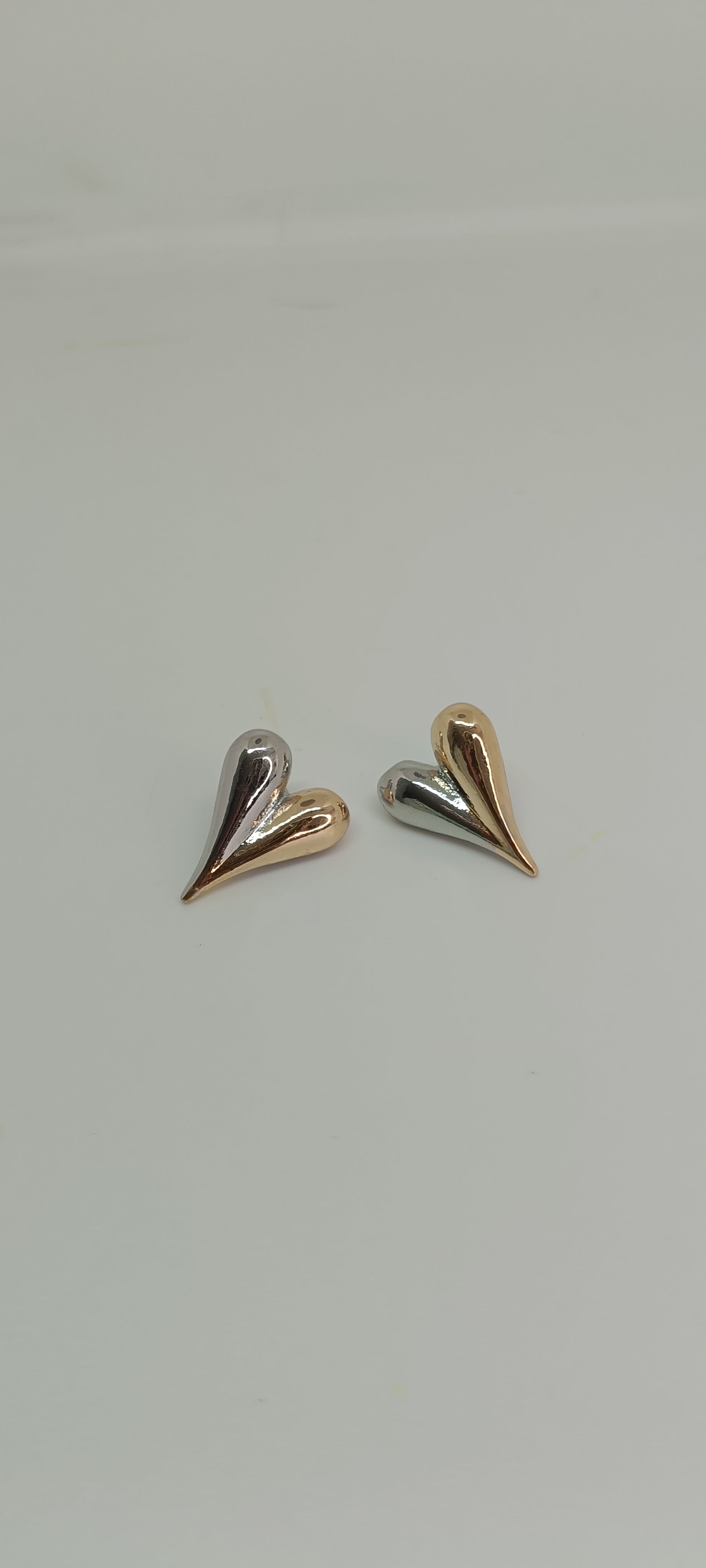 Brown- Silver Heart Shaped Earrings