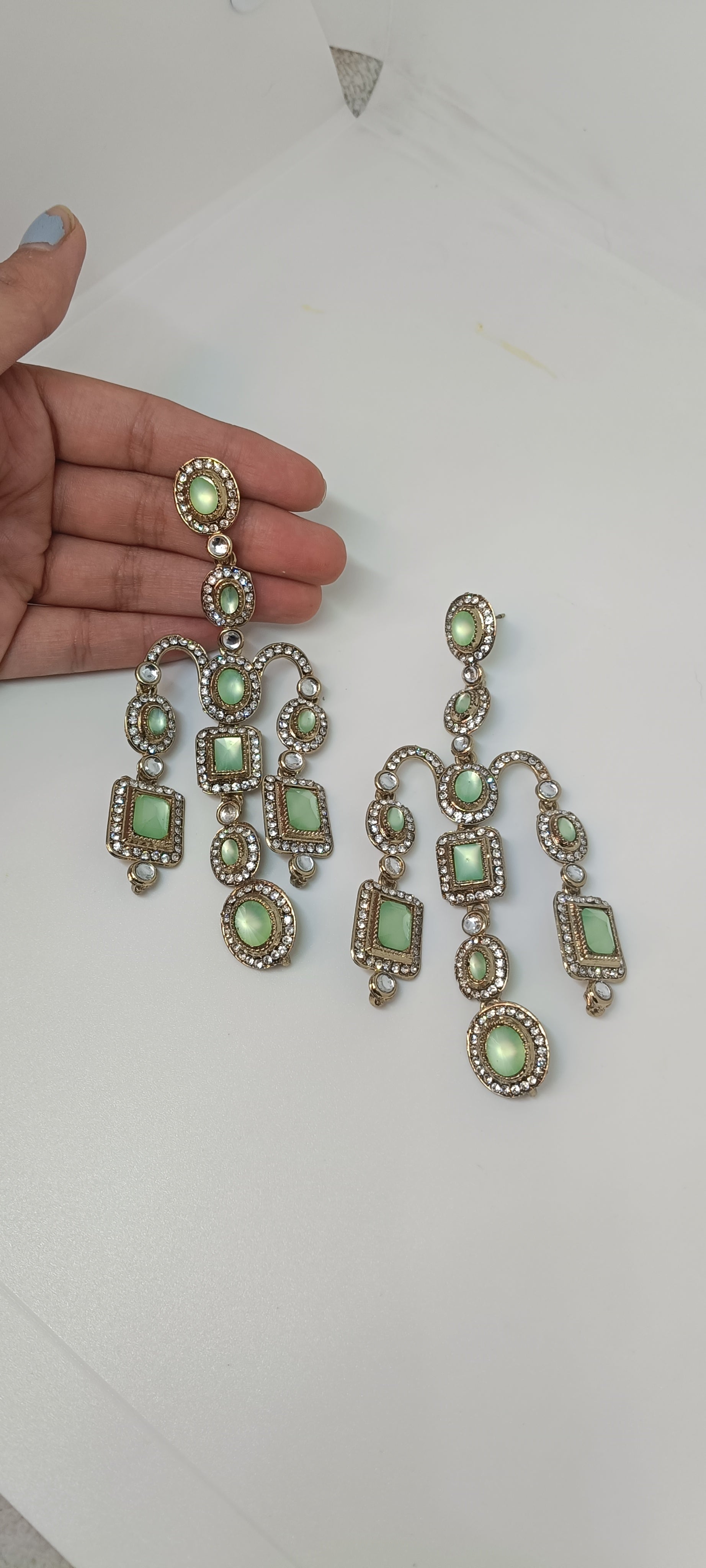 Long Green Party Earring