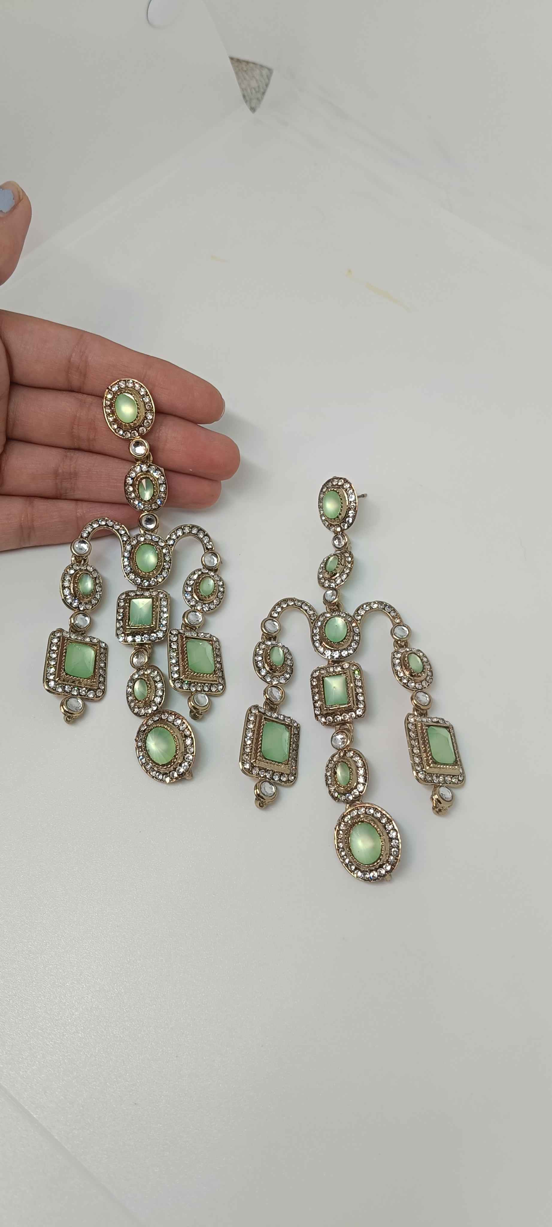 Long Green Party Earring
