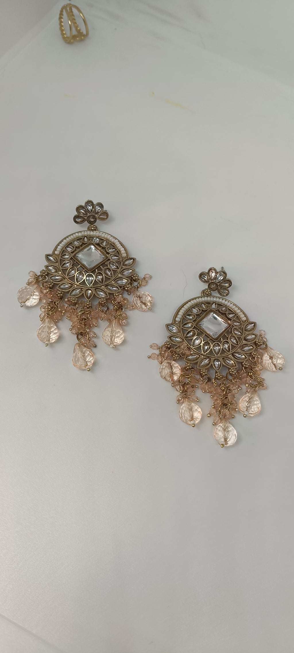 Cream & Green Party Earrings