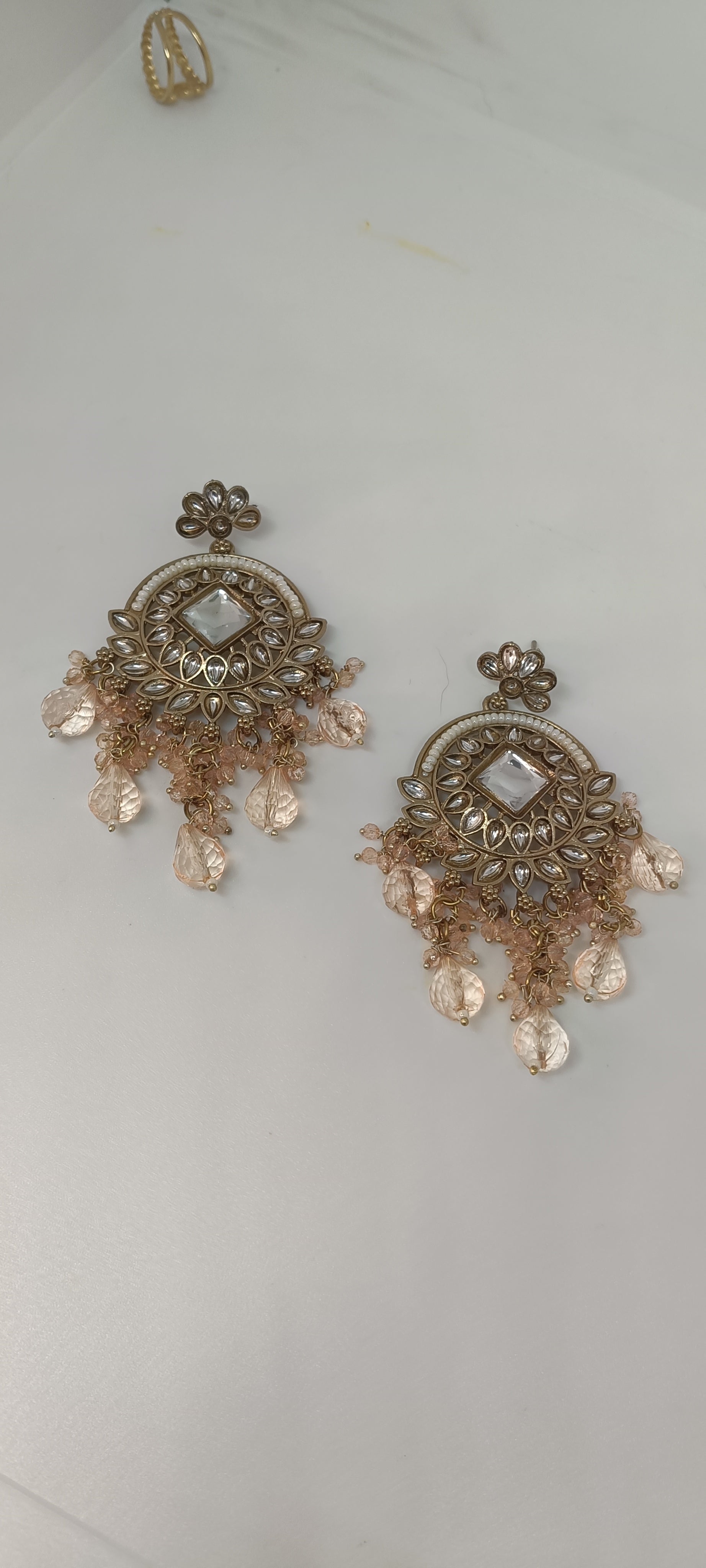 Cream & Green Party Earrings